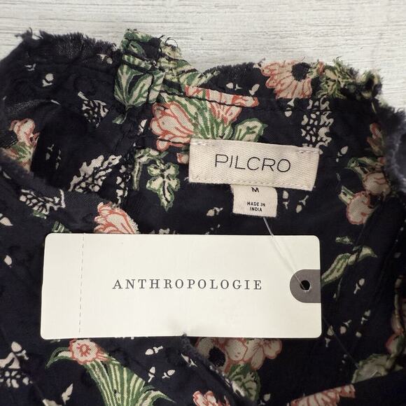 Anthropologie Babydoll Dress Medium Balloon Sleeve Floral Swiss Dot Boho Cottage - Picture 12 of 16